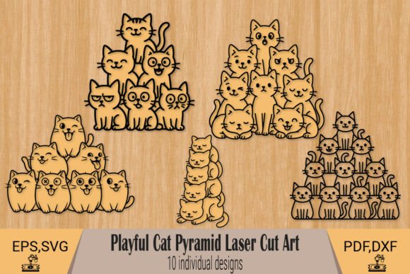 Download Playful Cat Pyramid Laser Cut Art - Playful Collection